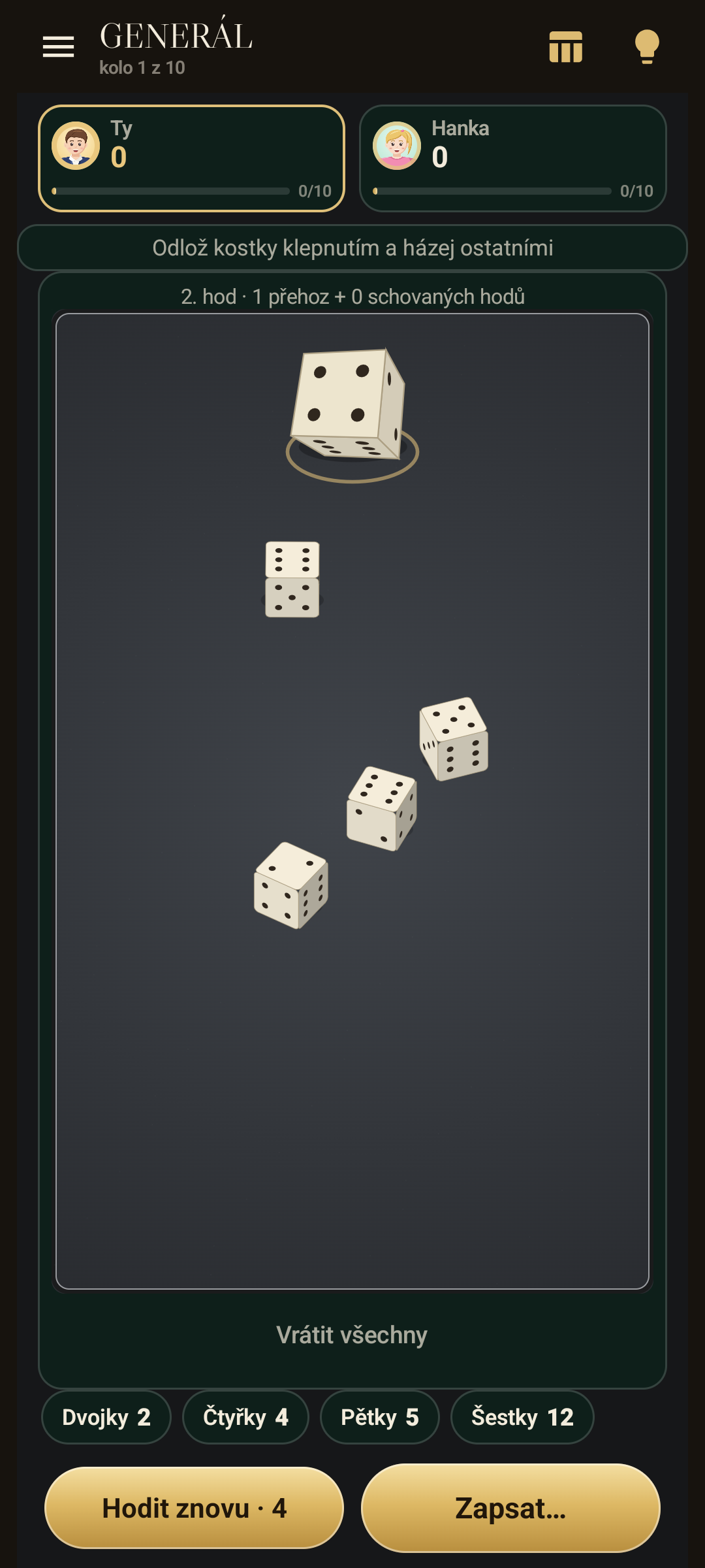 General: a dice roll and scoring combinations